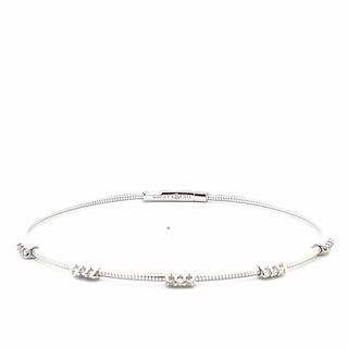 Diamond Curb Chain Bangle Bracelet White Gold / 15 cm