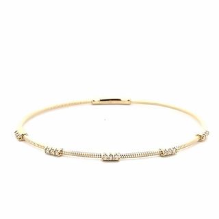 14K YELLOW GOLD BANGLE DIAMOND BRACELET WITH 15=0.20TW ROUND I-J I1 DIAMONDS   (4.63 GRAMS)
