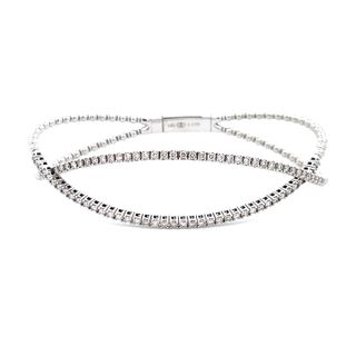 14K WHITE GOLD BEADED BANGLE DIAMOND BRACELET WITH 78=1.00TW ROUND I-J I1 DIAMONDS   (11.15 GRAMS)