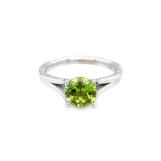 14K WHITE GOLD SEMI-MOUNT RING SIZE 6.5 WITH 2=0.03TW ROUND G-H VS2-SI1 DIAMONDS