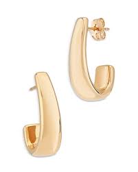 14K YELLOW GOLD FLAT EDGE J EARRINGS