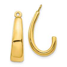 14K YELLOW GOLD SMALL FLATE EDGE J EARRING JACKET