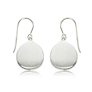 14K WHITE GOLD FLAT MATTE  DROP EARRINGS