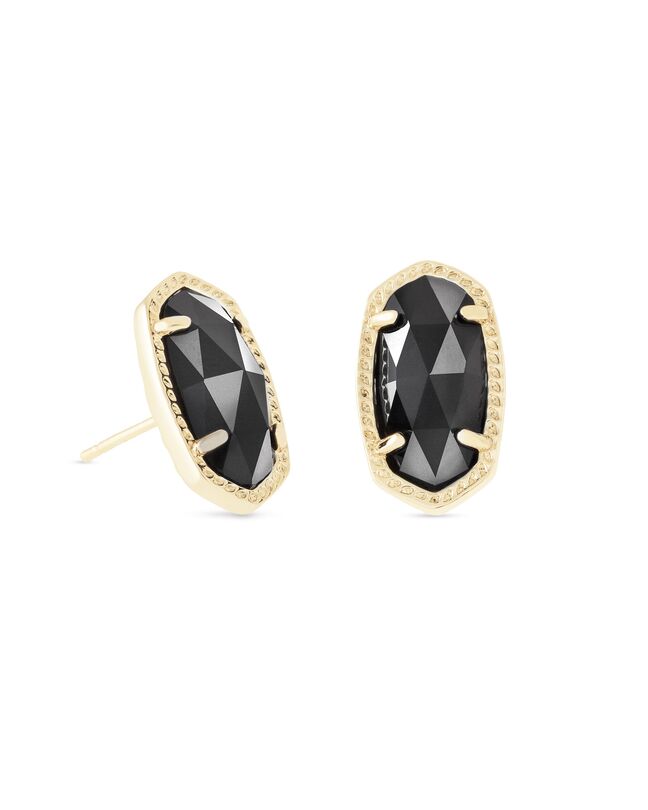 KENDRA SCOTT GOLD PLATED ELLIE COLLECTION EARRINGS WITH BLACK