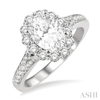 Oval Halo Engagement Ring Setting