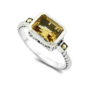 SAMUEL B STERLING SILVER 18 KARAT YELLOW GOLD SIZE 7 BIRTHSTONE