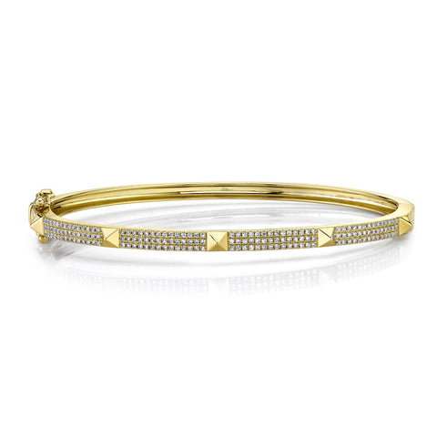 SHY CREATION 14K YELLOW GOLD HINGED BANGLE DIAMOND BRACELET WITH 168=0.45TW SINGLE CUT I I1 DIAMONDS