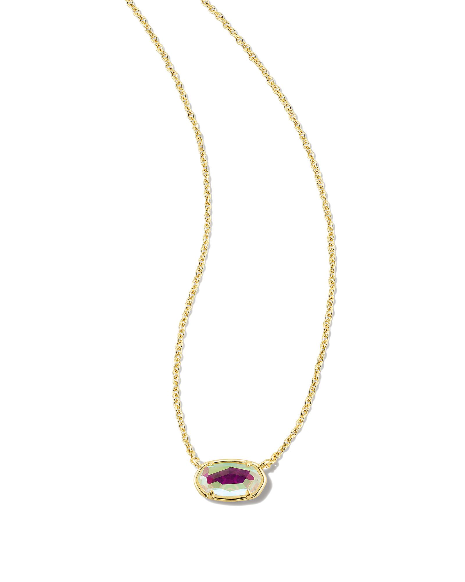 KENDRA SCOTT GOLD PLATED GRAYSON COLLECTION NECKLACE WITH DICHROIC GLASS STONE