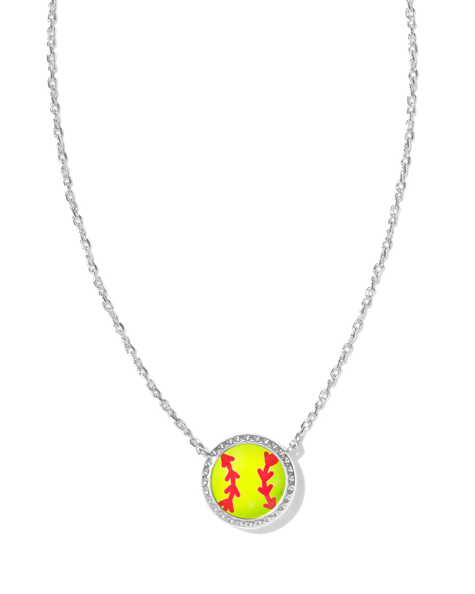 KENDRA SCOTT RHDOIUM PLATED SOFTBALL NECKLACE WITH CHARTREUSE MAGNESITE