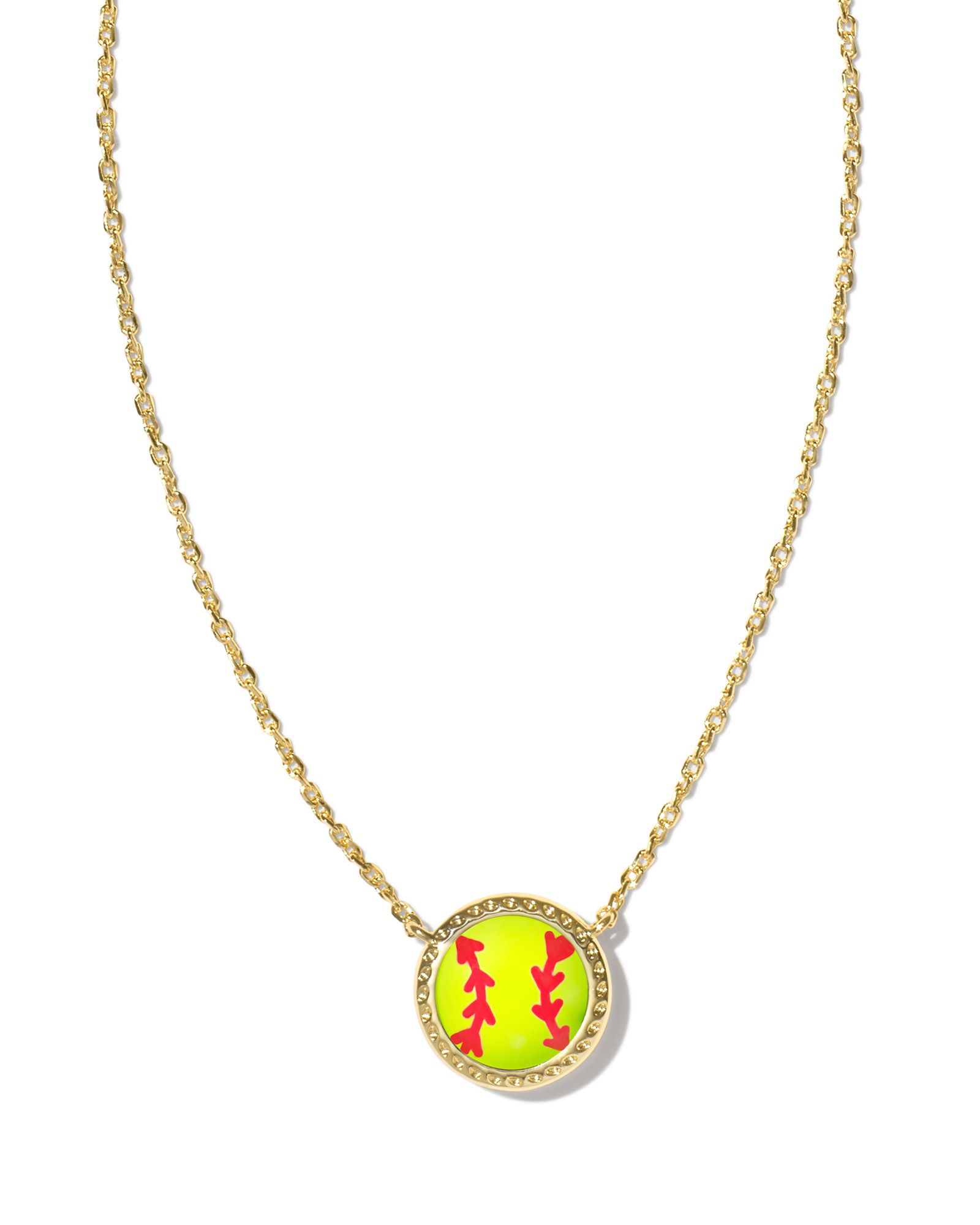 KENDRA SCOTT GOLD PLATED SOFTBALL NECKLACE WITH CHARTREUSE MAGNESITE