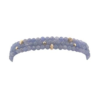 DEE BERKLEY 4MM FACETED TANZANITE WITH 4MM GOLD FILLED TWISTED BEADS  4MM FACETED TANZANITE WITH 3MM GOLD FILLED BEADS & 4MM FACETED TANZANITE WITH A GOLD FILLED RONDELLE TWIST BRACELET AND GOLD FILLED CONNECTOR CLASP
