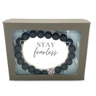 DEE BERKLEY STAY FEARLESS BRACELET WITH MATTE BLACK AGATE