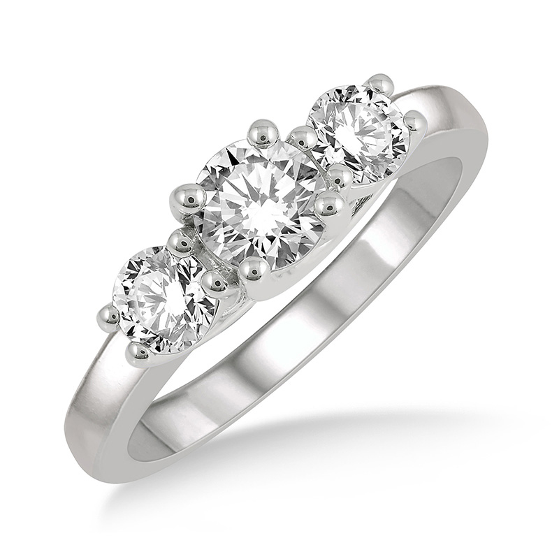 Round 3-Stone Engagement Ring
