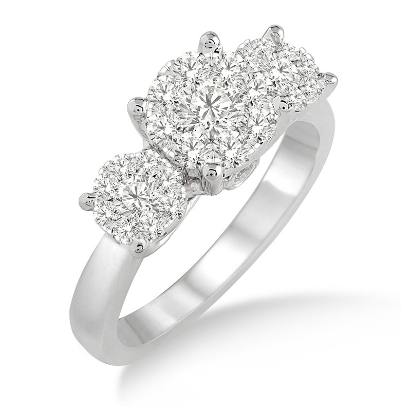 Round 3-Stone Engagement Ring