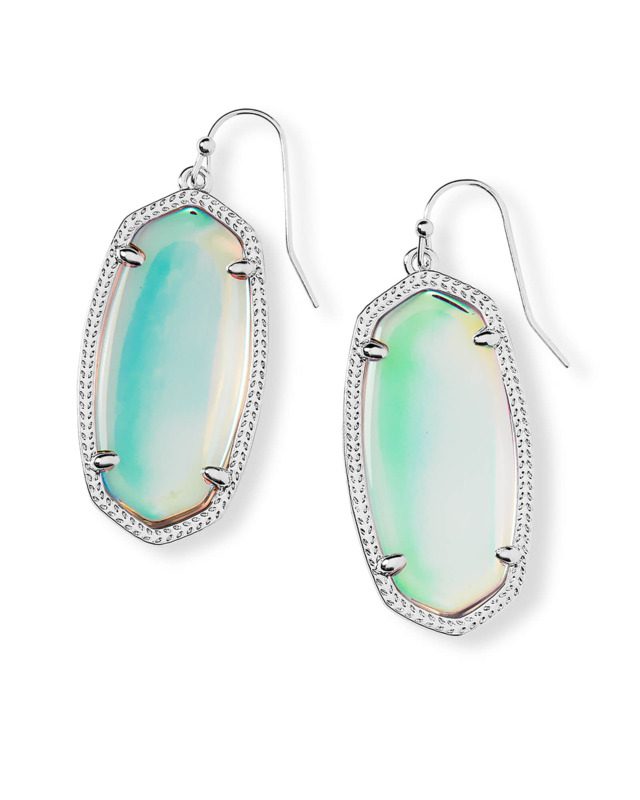 KENDRA SCOTT ELLE COLLECTION RHODIUM PLATED BRASS FASHION EARRINGS WITH DICHROIC GLASS