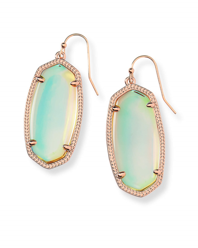 KENDRA SCOTT ELLE COLLECTION 14K ROSE GOLD PLATED BRASS FASHION EARRINGS WITH DICHROIC GLASS