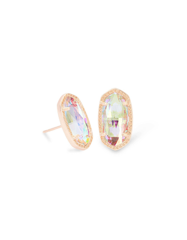 KENDRA SCOTT ELLIE COLLECTION 14K ROSE GOLD PLATED BRASS FASHION STUD EARRINGS WITH DICHROIC GLASS
