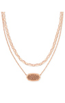 KENDRA SCOTT ROSE PLATED ELISA MULTI STRAND NECKLACE WITH ROSE GOLD DRUSY