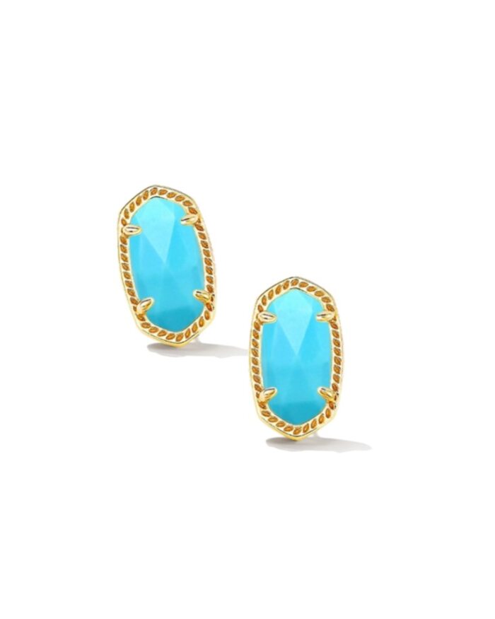 KENDRA SCOTT ELLIE COLLECTION 14K YELLOW GOLD PLATED BRASS FASHION STUD EARRINGS WITH TURQUOISE