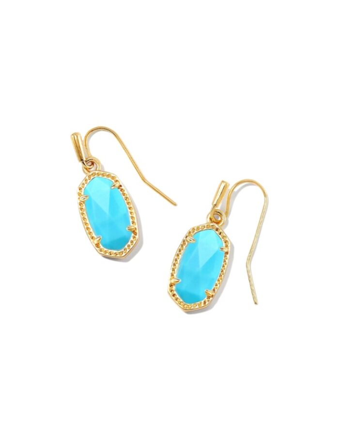 KENDRA SCOTT LEE COLLECTION 14K YELLOW GOLD PLATED BRASS FASHION EARRINGS WITH TURQUOISE