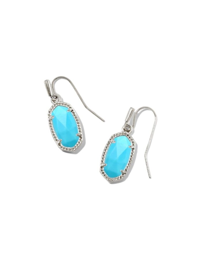 KENDRA SCOTT LEE COLLECTION RHODIUM PLATED BRASS FASHION EARRINGS WITH TURQUOISE