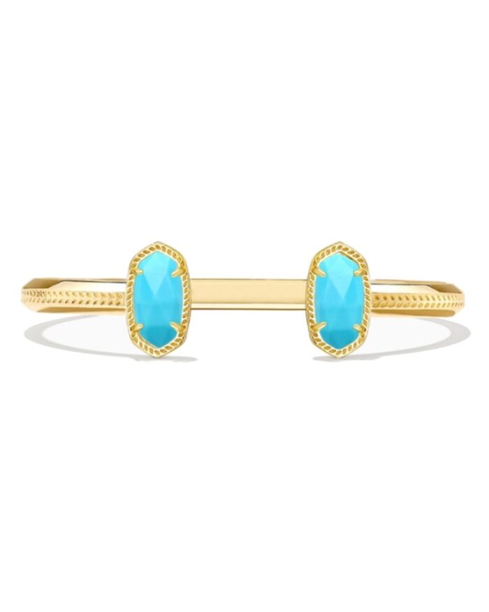 KENDRA SCOTT ELTON COLLECTION 14K YELLOW GOLD PLATED BRASS FASHION CUFF BRACELET WITH TURQUOISE