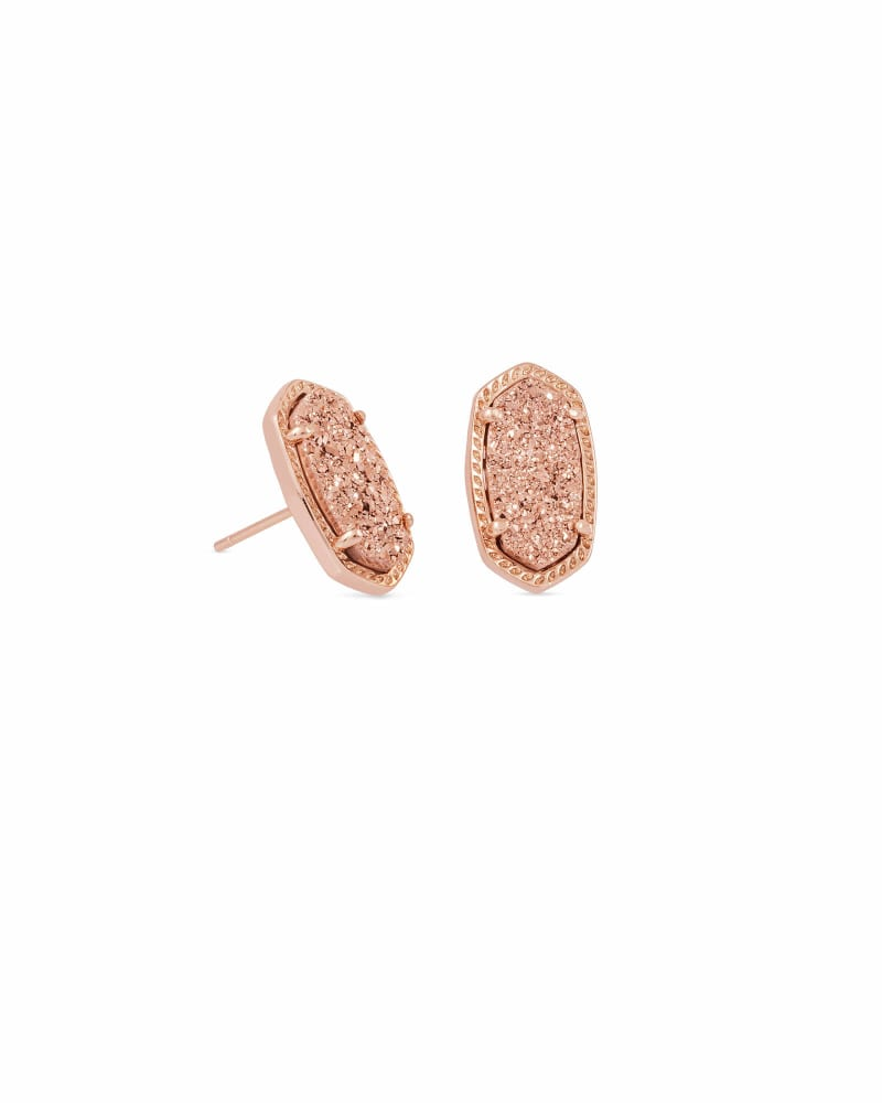 KENDRA SCOTT ELLIE COLLECTION 14 KARAT ROSE GOLD PLATED BRASS FASHION EARRINGS WITH ROSE DRUSY