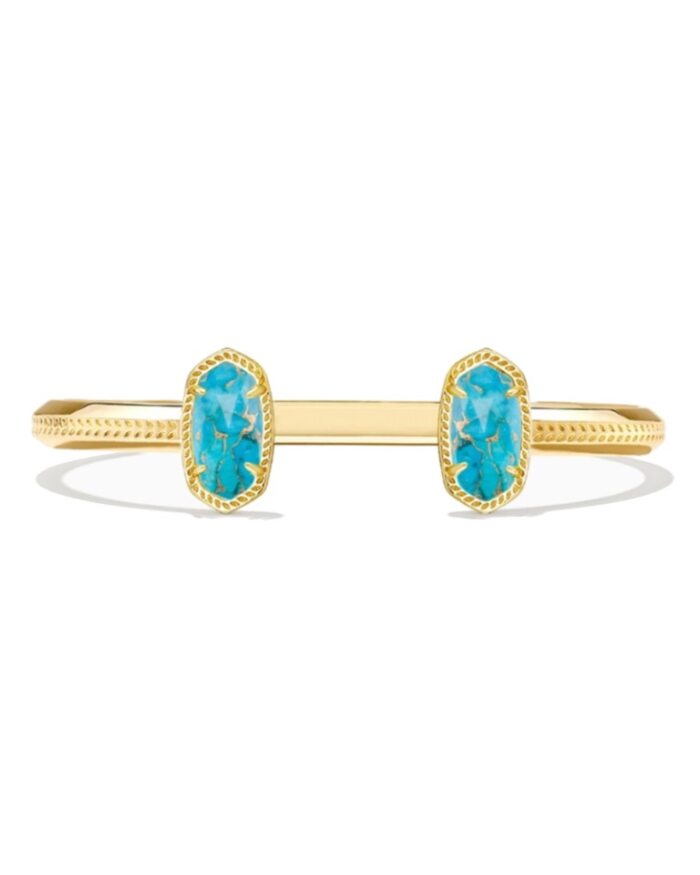KENDRA SCOTT ELTON COLLECTION 14K YELLOW GOLD PLATED BRASS FASHION CUFF BRACELET WITH BRONZE VEIN TURQUOISE