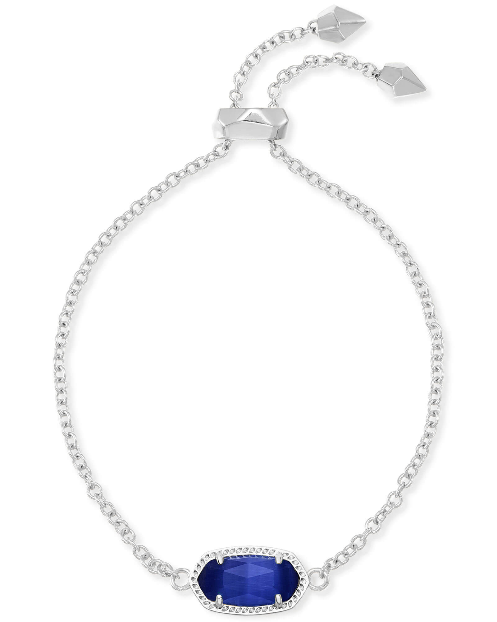 KENDRA SCOTT ELAINA COLELCTION RHODIUM PLATED FASHION BRACELET WITH COBALT CAT'S EYE