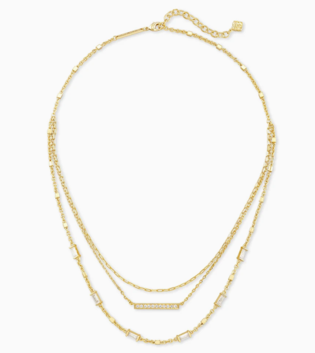 KENDRA SCOTT ADDISON COLLECTION GOLD PLATED BRASS TRIPLE STRAND FASHION NECKLACE