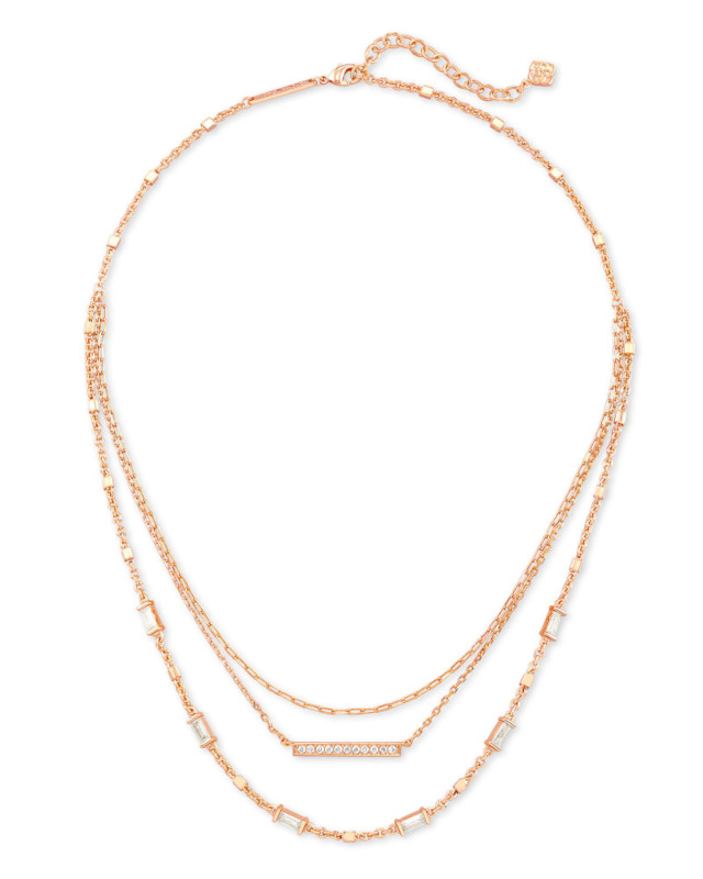 KENDRA SCOTT ADDISON COLLECTION 14K ROSE GOLD PLATED BRASS TRIPLE STRAND FASHION NECKLACE