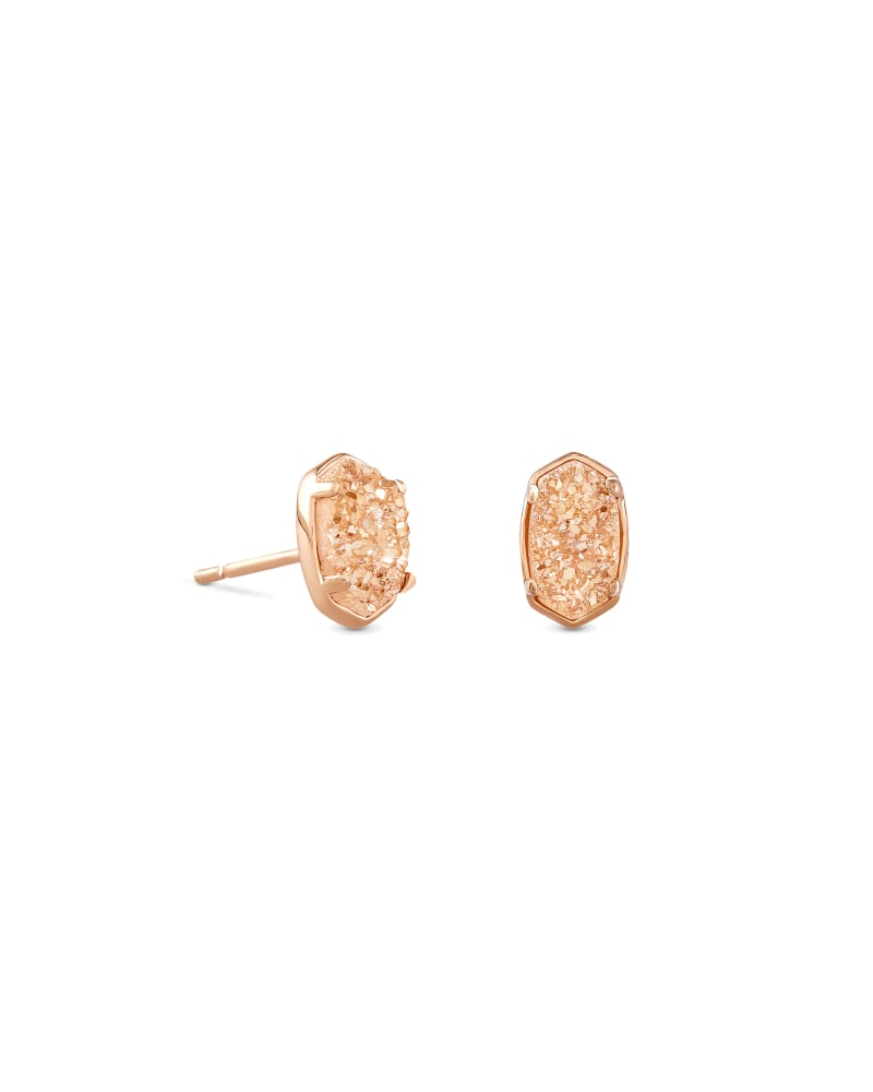 KENDRA SCOTT EMILIE COLLECTION 14K ROSE GOLD PLATED BRASS FASHION STUD EARRINGS IN SAND DRUSY