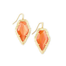 KENDRA SCOTT GOLDTONE TESSA COLLECTION DROP EARRINGS WITH PAPAYA MOTHER OF PEARL