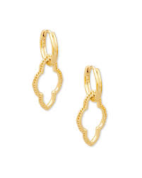 KENDRA SCOTT ABBIE COLLECTION 14K YELLOW GOLD PLATED BRASS FASHION CONVERTIBLE HUGGIE EARRINGS