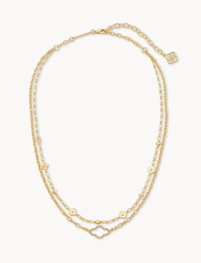 Kendra Scott Emilie Gold Tone Multi Strand Necklace in White Kyocera Opal |  9608800136 | Borsheims