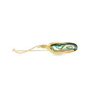 14K YELLOW GOLD PIN WITH ABALONE GRAM WEIGHT: 5.164 (ESTATE ITEM:  ALL SALES FINAL  AS IS  NO WARRANTY)