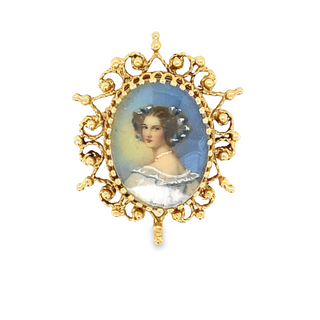 14K YELLOW GOLD PIN WITH PORTRAIT GRAM WEIGHT: 6.156 (ESTATE ITEM:  ALL SALES FINAL  AS IS  NO WARRANTY)