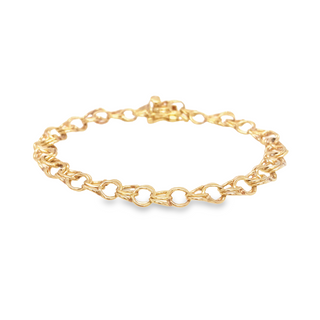 14K YELLOW GOLD DOUBLE CIRCLE LINK BRACELET WITH BOX CLASP GRAM WEIGHT: 9.96 (ESTATE ITEM:  ALL SALES FINAL  AS IS  NO WARRANTY)
