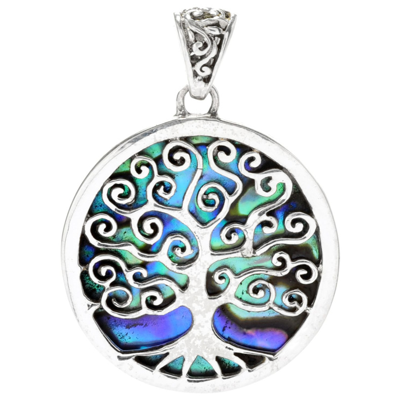 SAMUEL B COLLECTION STERLING SILVER TREE OF LIFE ABALONE PENDANT