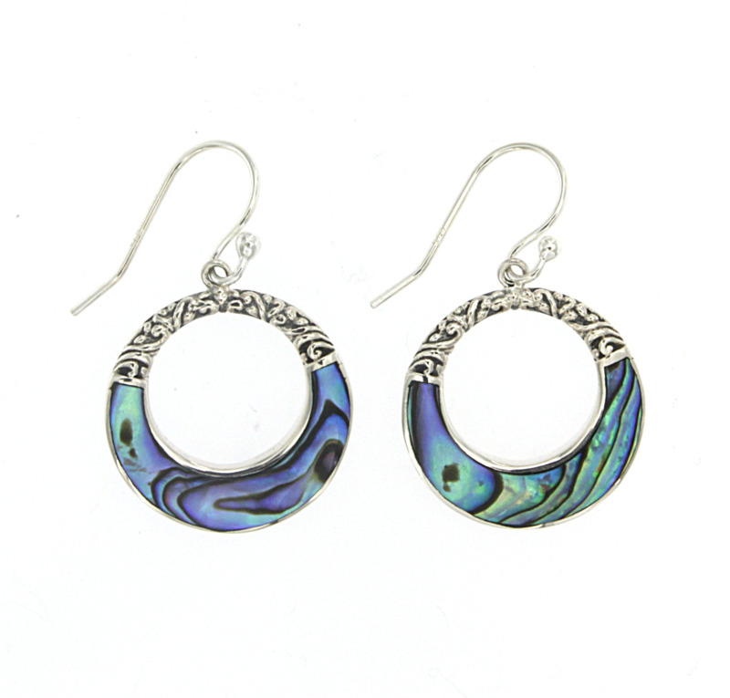 SAMUEL B COLLECTION TANGLAD STERLING SILVER OPEN EARRINGS WITH PAUA