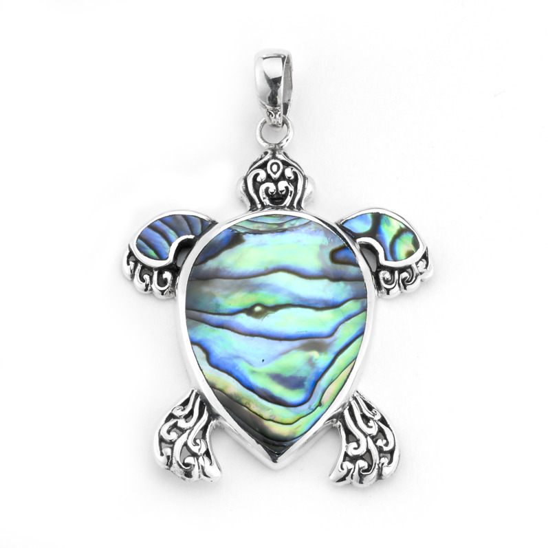 SAMUEL B STERLING SILVER ABALONE TURTLE PENDANT