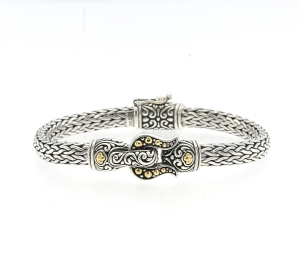 SAMUEL B STERLING SILVER & 18K YELLOW GOLD BEADING DESIGN TULANG NAGA BRACELET
