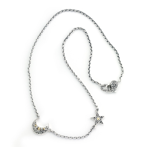 SAMUEL B MOON & STAR STERLING SILVER & 18K YELLOW GOLD 18