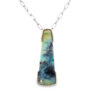 STERLING SILVER NECKLACE WITH ONE INDONESIAN OPAL ON 18
