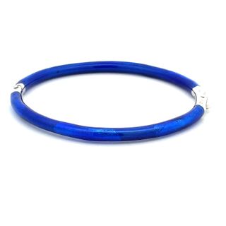 SOHO STERLING SILVER COBALT WITH COBALT FOLIAGE ENAMELLED BANGLE BRACELET