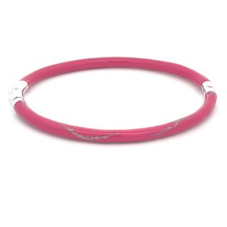 SOHO STERLING SILVER MAGENTA SILVER ENAMELLED BANGLE BRACELET