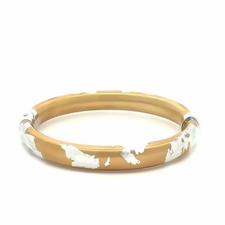 SOHO STERLING SILVER GOLD TONE WITH SILVER FOLIAGE ENAMELLED BANGLE BRACELET