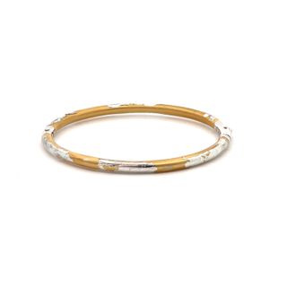 SOHO STERLING SILVER GOLD TONE WITH SILVER FOLIAGE ENAMELLED BANGLE SILVER BRACELETS