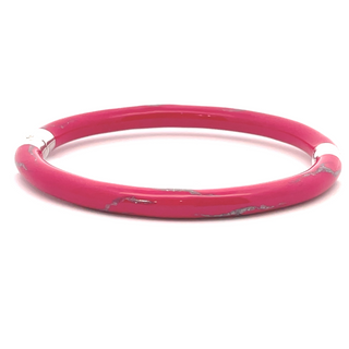 SOHO STERLING SILVER MAGENTA SILVER ENAMELLED BANGLE BRACELET