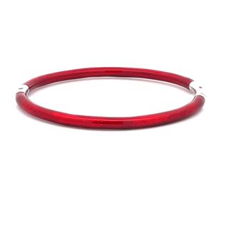 SOHO STERLING SILVER RED FOLIAGE ENAMELLED BANGLE BRACELET